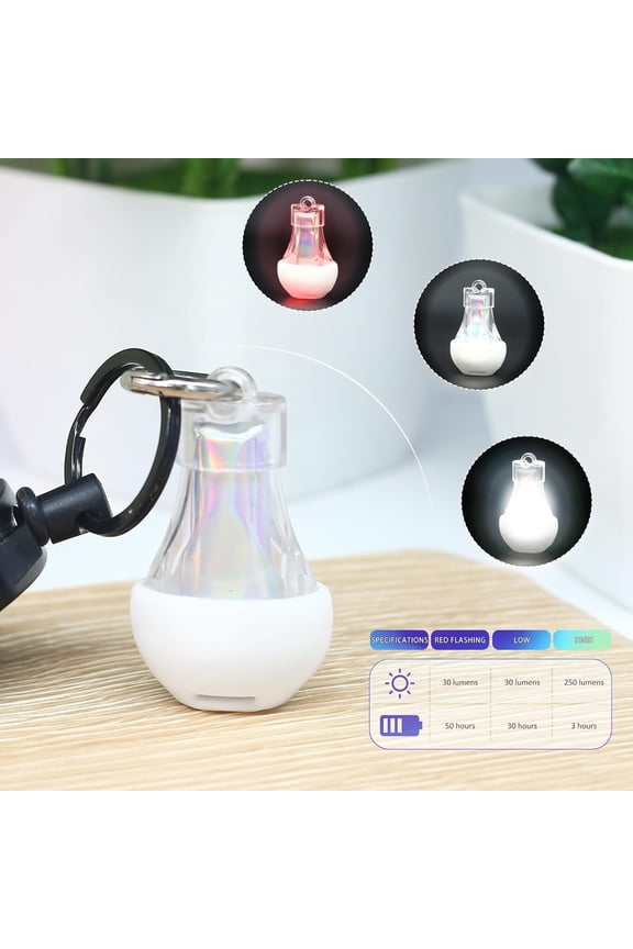 -Mini Lantern LED Flashlight, Small Keychain Flashlight Rechargeable USB, Waterproof Pocket Purse Light with Magnetic for Camping Nighttime, EDC Gear Tools Keychian Light (White-2Pcs)
