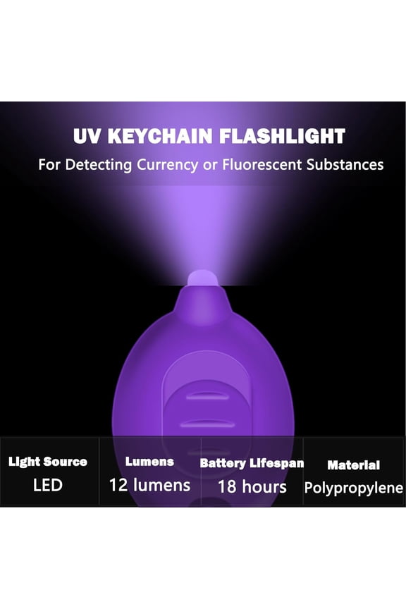 -Mini UV Keychain Flashlight, Portable Black Light, 12 Lumen Ultra Bright Tiny Flashlight, Small Keychain Flashlight for Stain Detection & Scorpion Finder, Battery Included (12PCS)