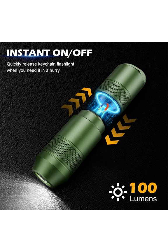 -Mini X1 Rechargeable Keychain Flashlight - Quick Release, Magnetic Base, USB-C Fast Charge, Mini EDC Key Ring Light, 100 Lumens Compact Flashlight, Green
