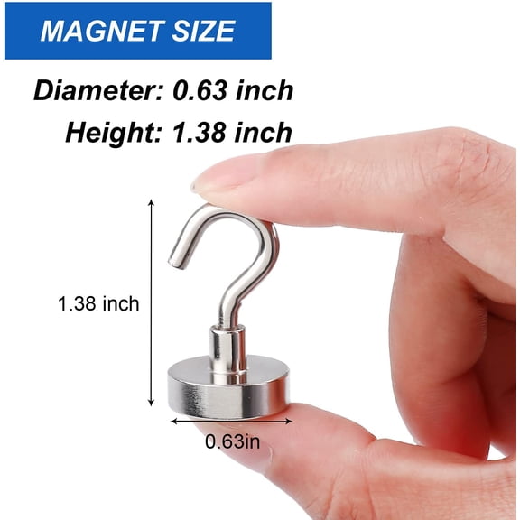 XZHANH-Neodymium Strong Magnetic Hooks,30Lbs Rare Earth Magnets Heavy Duty with Hook for Refrigerator,Ceiling Magnets for Hanging,Cruise,Curtain and Kitchen etc- 45 Pack