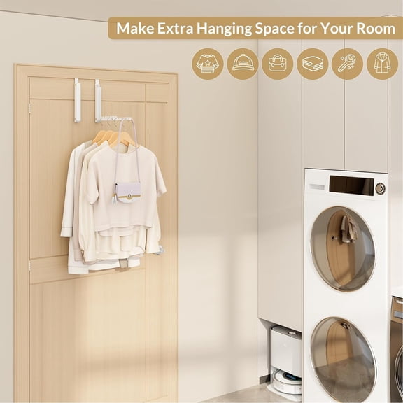 XZHANH-Over The Door Hanger,Foldable Over The Door Storage Hooks with 10 Ridges,Portable Hanging Clothes Drying Rack Door Coat Towels Rack for Small Space Laundry Room Bathroom Closets