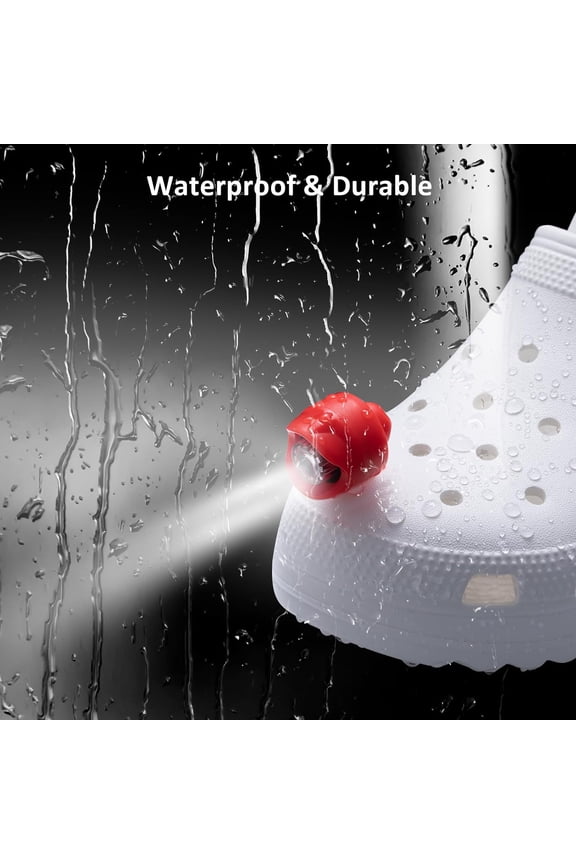 -Rechargeable Clip on Clog Headlights for Shoe 2pcs,Flashlights Attachment for Shoe, LED Clog Light with 3 Light Modes for Dog Walking, Camping, Running, Suitable for Adults, Red