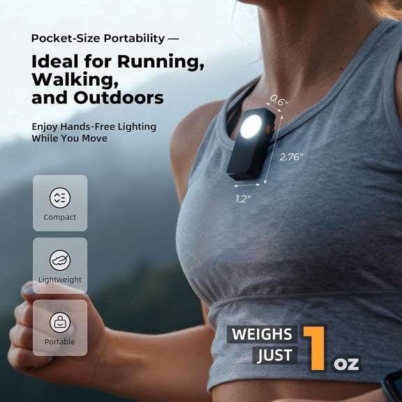XZHANH-Rechargeable EDC Flashlight with 4 Lighting Modes, 600 Lumens Running Light for Runners, Clip On Flashlight, Pocket Flashlight for Running, Walking, Outdoor Activities and Emergency