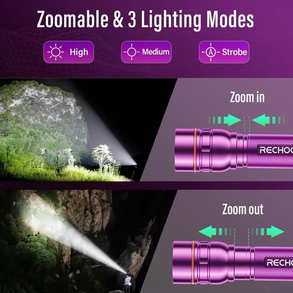 XZHANH-Rechargeable Flashlight 2 Pack, Bright Military Grade Torch Light High Lumens with Adjustable Focus & 3 Lighting Modes, Portable Waterproof Led Flashlight for Camping Home, Christmas Gift for