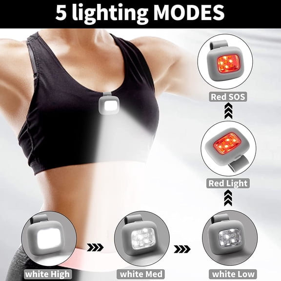 XZHANH-Rechargeable LED Safety Lights - Waterproof Hands-Free Running Lights with 5 Modes for Night Jogging, Hiking, Camping | Compact Warning Flashlight for Outdoor Adventures (1-Pack)