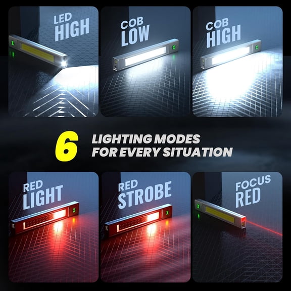 XZHANH-Rechargeable Pen Light, 800 Lumen Pen Flashlights with COB Work Light, Portable LED Pocket Flashlight with 6 Light Modes, Clip Flashlight with Magnetic Base for Inspection, Work, Repair