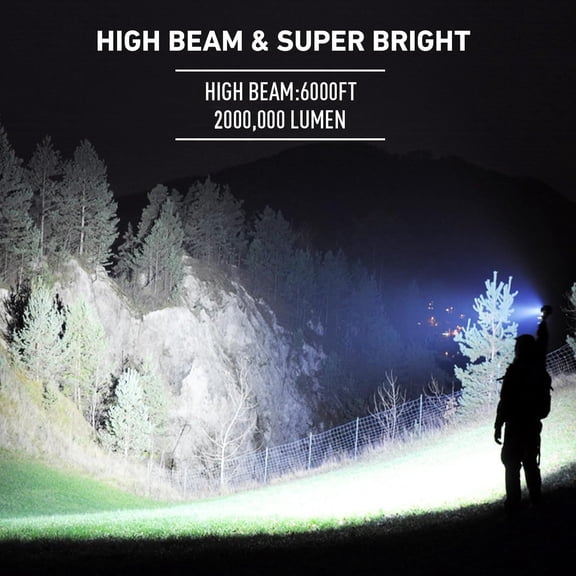 XZHANH-Rechargeable Spotlight Outdoor, 2,000,000 Lumens Led Spotlight Flashlight with Cob Light and Foldable Tripod, 6 Modes Waterproof Handheld Spot Light for Outdoor Marine Boating Hnting