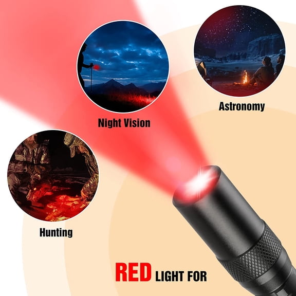 XZHANH-Red Light Flashlight with 395nm Blacklight UV/White Light, Multi-Function LED Pocket Pen Light, AAA Batteries Included, for Night Vision, Pet Stain Detection, Camping