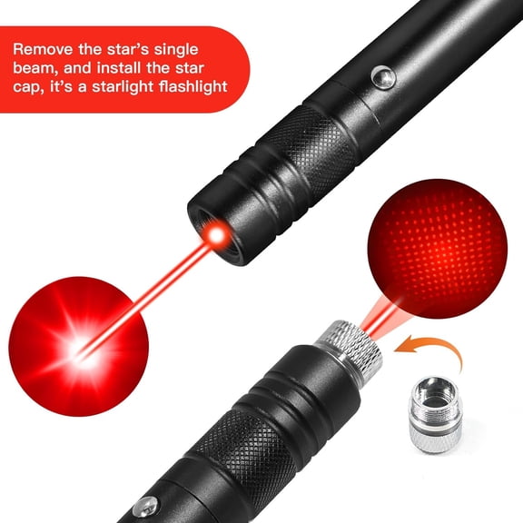 XZHANH-Red Light Flashlight, High Power Long Range with Star Cap Adjustable Effect, Rechargeable Red Beam Light Flashlight for Outdoor Journeys, Presentations, TV/LED/LCD Screens, and Stargazing