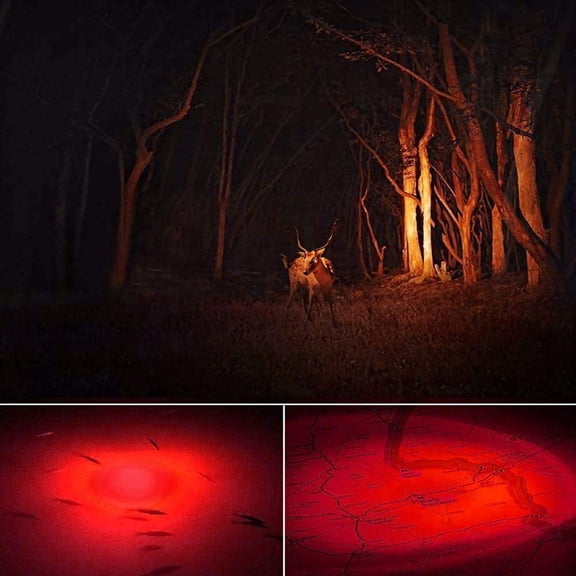 XZHANH-Red Light Flashlight,Single Mode Zoomable Red Flashlight Torch with Clip, Red LED Flashlight for Hunting,Astronomy Observation, Night Vision,Climbing,3-Pack