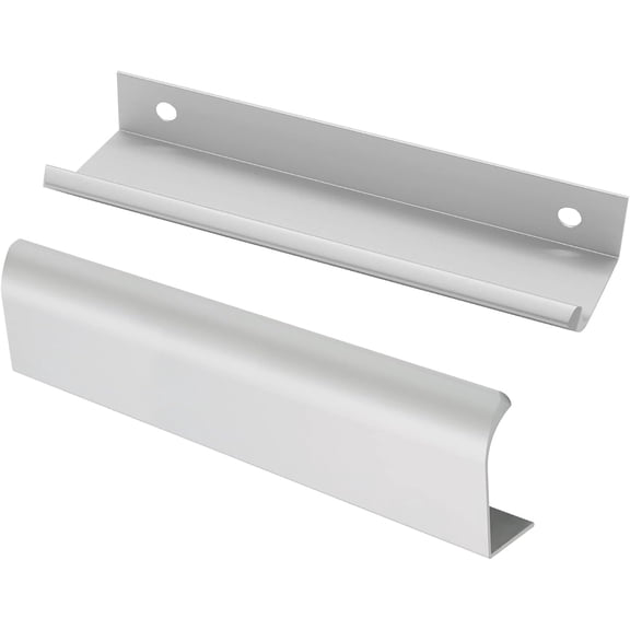 XZHANH-Silver Back Mount Finger Edge Pull 200mm / 7.87", Aluminum Hidden Handle Concealed Tab Pulls for Home Kitchen Living Room Door Drawer Cabinet (4Pcs)