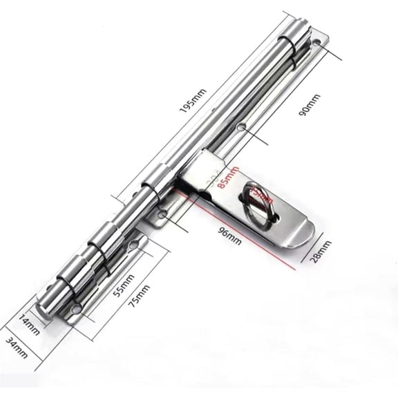 XZHANH-Sliding Door Lock, 12 Inch Latch Door Lock Slide Lock with Padlock Clasp Lockable Sliding Door Bolt Solid Stainless Steel Sliding Tower Bolt Latch Lock for Security Wooden Gates Garden Shed
