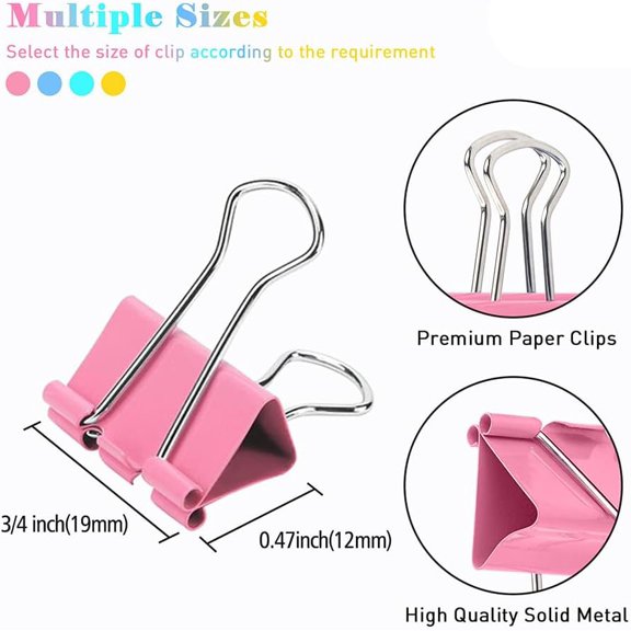 XZHANH-Small Binder Clips, 80 Pack, 3/4 Inch, 0.75 Inch, Standard 19mm, Mulitcolor, Metal Paper Clips, Fold Clamp, Office Clips, with Plastic Container