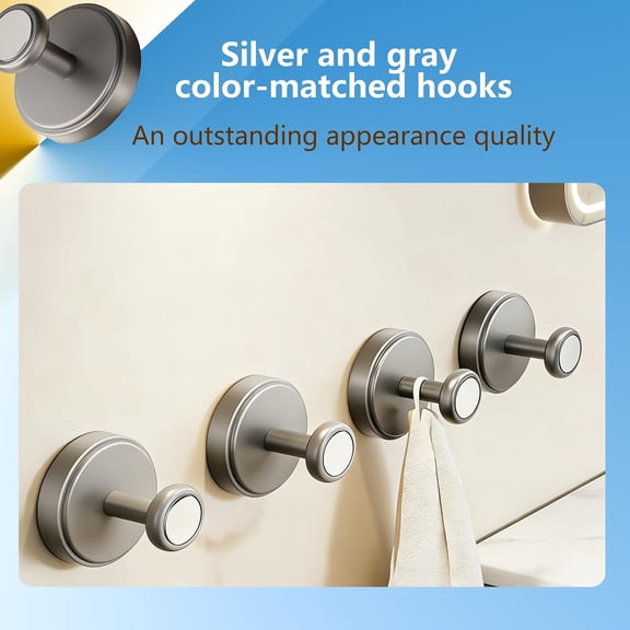 XZHANH-Strong Vacuum Suction Cup Hooks, Reusable Twist Lock Wall Hooks, Waterproof Removable Silver Hooks for Bathroom Kitchen Home Bedroom Wardrobe, 2-Pack,Grey+Silver(BXP-6247-17-2)
