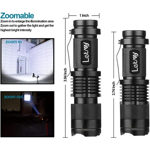 XZHANH-Tactical Flashlight, Super Bright LED Mini Flashlights with Belt Clip, Zoomable, 3 Modes, Waterproof - Best EDC Flashlight for Gift, Hiking, Camping, Hurricane & Power Outage (4 Pack)