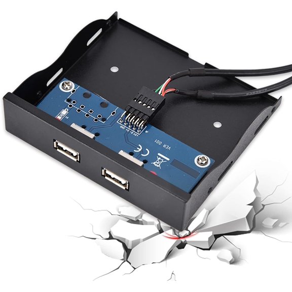 XZHANH-USB 2.0 Front Panel 3.5 Inch Floppy Bay 9 Pin to 2 USB 2.0 HUB Parallel Interface Part Number: gxvy0ked5o Compatible with Desktop Computer Laptop macOS Linux
