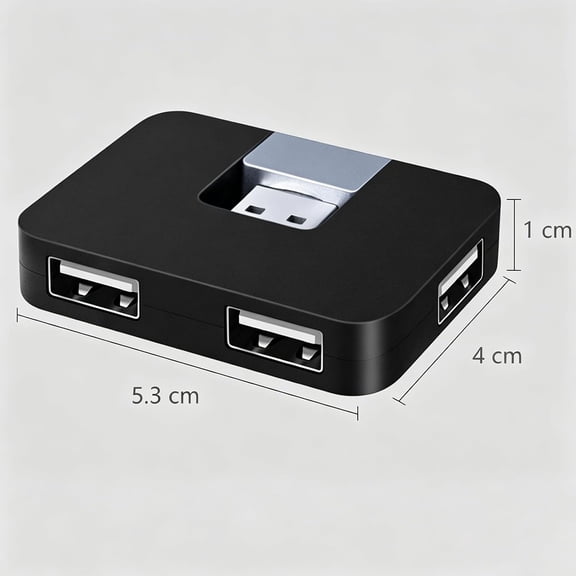 XZHANH-USB 2.0 Hub, 4-Port Mini U-Shape Data Transfer Hub for PC Laptop Desktop, Plug and Play, Black