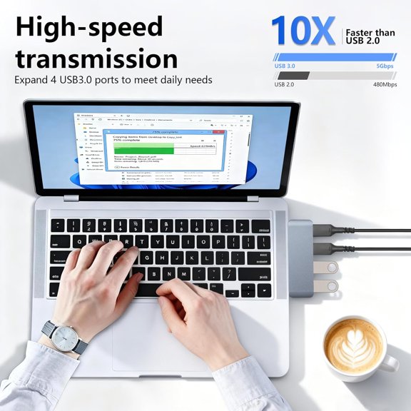 XZHANH-USB 3.0 Hub, Cable-Free USB Splitter Portable USB Hub for Laptop, Plug and Play Integrated Design Compatible with Laptop Desktop All USB Devices