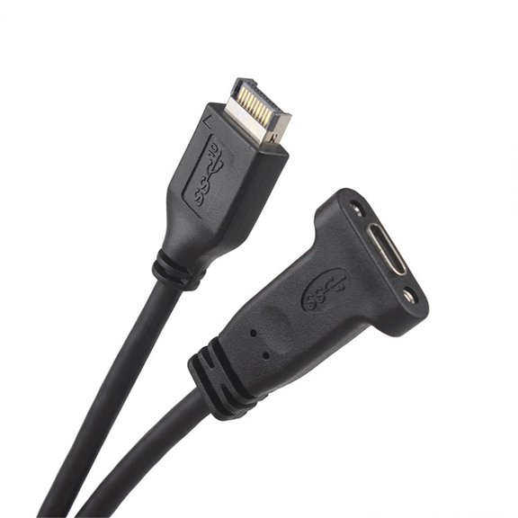 XZHANH-USB-C Cable USB 3.1 Type-E Front Panel Header to USB-C Type-C Female Extension Cable 40cm with Panel Mount Screw