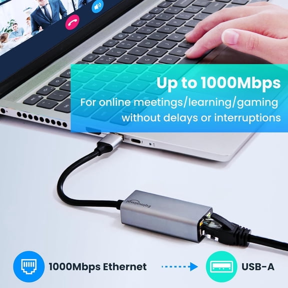 XZHANH-USB A Ethernet Adapter 2 Pack,2Pcs USB A to Ethernet Gigabit Network Adapter Compatible with Windows, MacOS, Linux, and More USB A to RJ45 with 1000MBPS (2*USBA to RJ45)