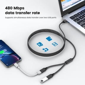 XZHANH-USB Extension Cable 6.6ft, 2-Port USB Splitter for Mouse/Keyboard/External Drive, Reduces Signal Interference, Works with Laptop/Mac/Car