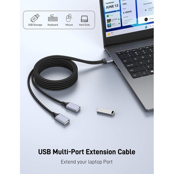 XZHANH-USB Y Splitter, 3.3FT USB Splitter 1 in 2 Out, A Male to 2 Female Extension Cable Support Charging and Data Transfer for Mac, Xbox, Laptop, Tablet, Smartphone Data Transmission.