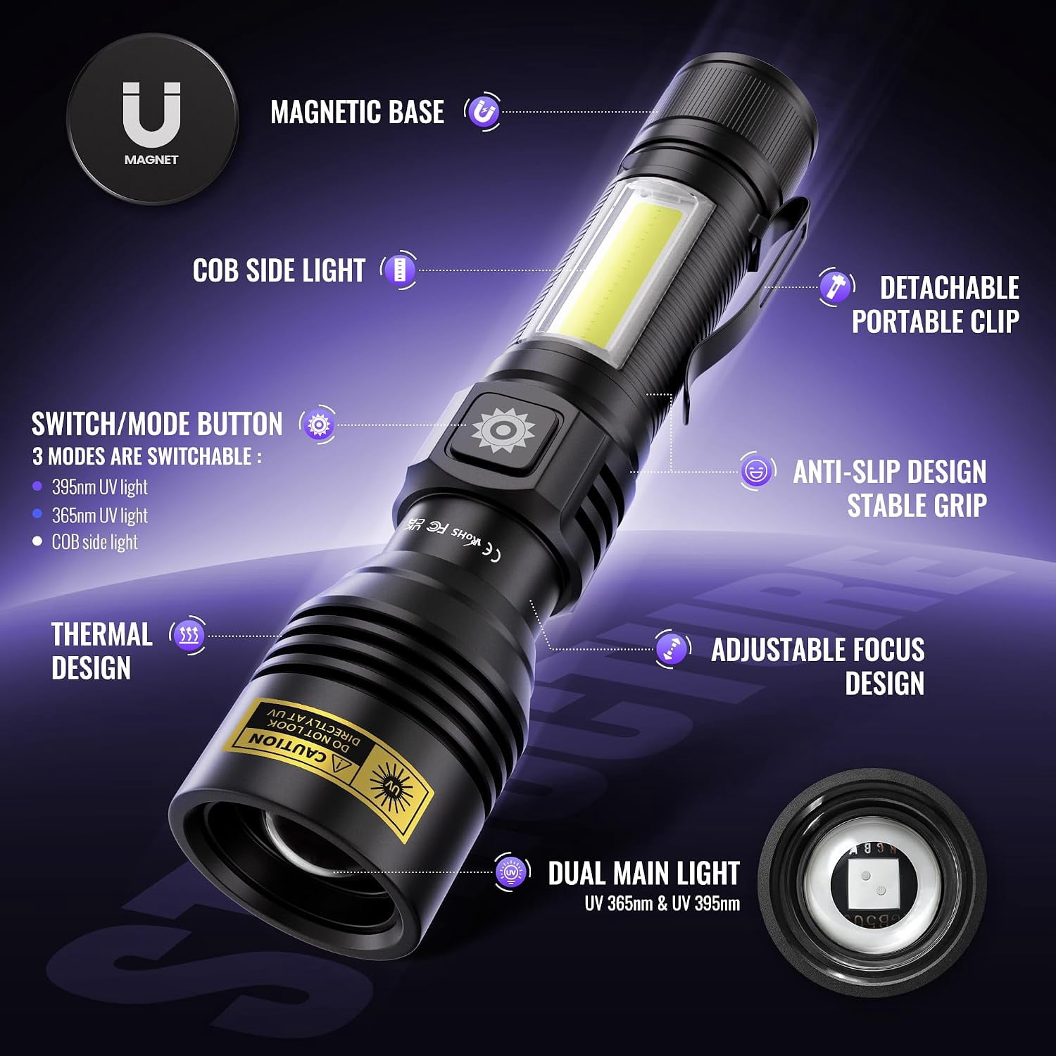 black light flashlight walmart in store ULTRAFIRE UV Flashlight, Super Power UV 395-405 nm LED WF-502B Blacklight Flashlights for Leak Detector, Pet Urine Stain, Bed Bug (Not Included Batteries) Suitable to look for cats dogs and other animals urine on cloths carpet rugs etc Black Light Flashlights in Flashlights