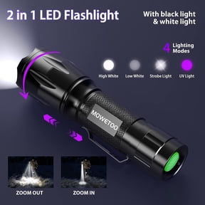 XZHANH-UV Flashlight, Portable Blacklight Flashlight, LED Torch with White and Ultraviolet Light Combo, Black Light Pet Urine Detector for Dog Cat Pee, ID Check, AC Leak, Bed Bug, Rocks, Resin