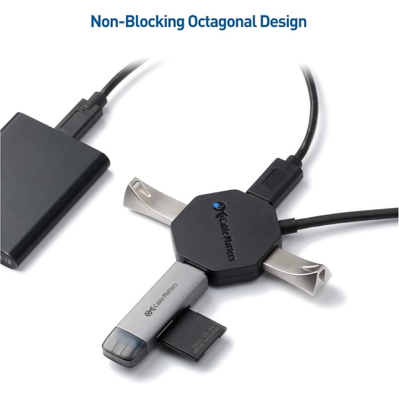 XZHANH-Ultra Mini 4 Port USB Hub with Long 4 ft Extension Cable Tail, USB 3.0 Hub with Multiple Ports for Up to 5Gbps Data Transfer Rate, Black