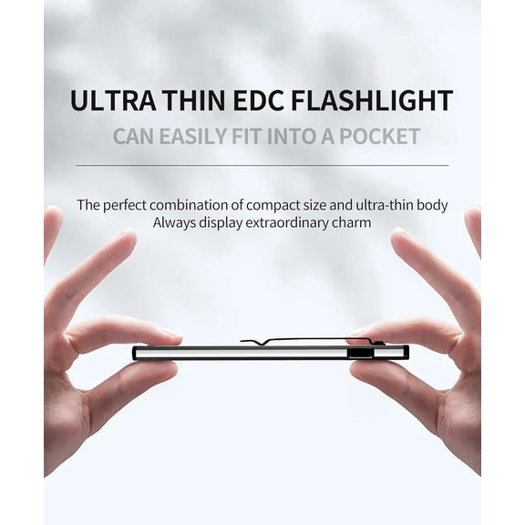XZHANH-Ultra Slim Magnetic Flashlight - 0.3in 1.4oz Pocket EDC Task Light with Dual Light Source, 650LM, USB-C Rechargeable, Digital Display, Red Light Mode, Magnetic Base & Clip Task Light