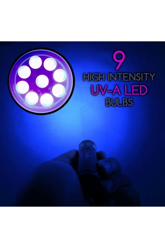 -VisiGHOST UV Ultraviolet 9 LED Blacklight Pocket Flashlight WITH BATTERIES for Paranormal Research on Ghosts, Spirits, Entities and More! Includes Strap and Carabiner Keychain