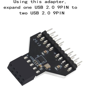 XZHANH-WENAIYAXU USB 2.0 Front Panel Header 9Pin 1 to 2 HUB 9Pin Mainboard Header Extension Adapter with 2Pack 9 Pin to 19 Pin Motherboard Internal Cable