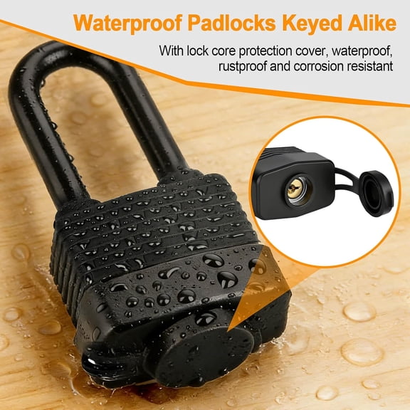 XZHANH-Waterproof Padlocks Keyed Alike for Outdoor Use, Covered Heavy Duty Laminated Steel Lock, Weatherproof Pad Lovk with Same Key for Gate Fence Storage Gym Locker Shed Truck (1 Red/1 Black)