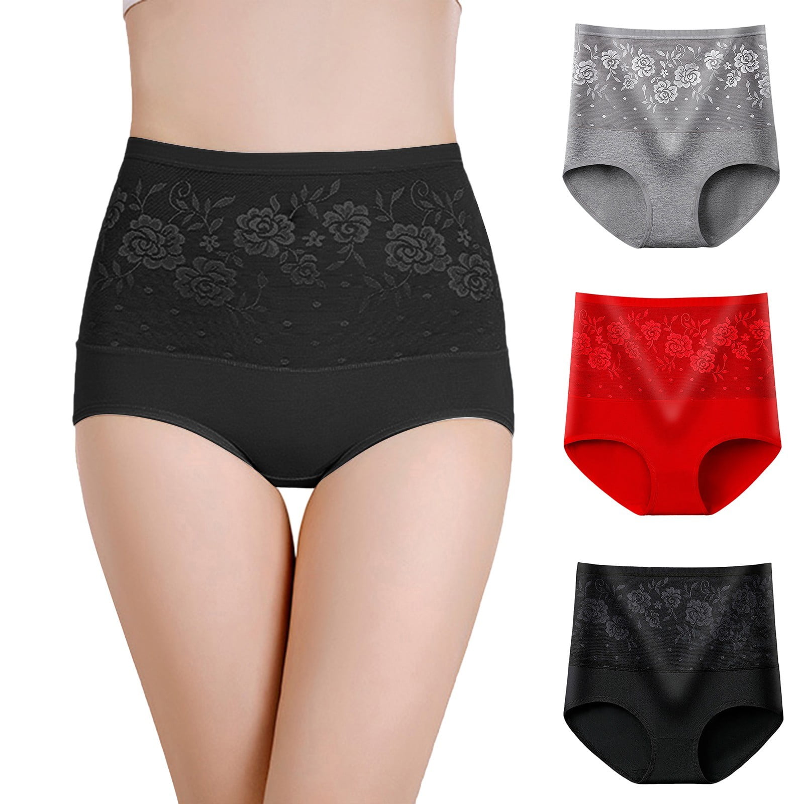 XZHGS Graphic Prints Winter underwear Packs 3 Pack Mixed Color Women's  Cotton High Waisted underwear Women underwear 