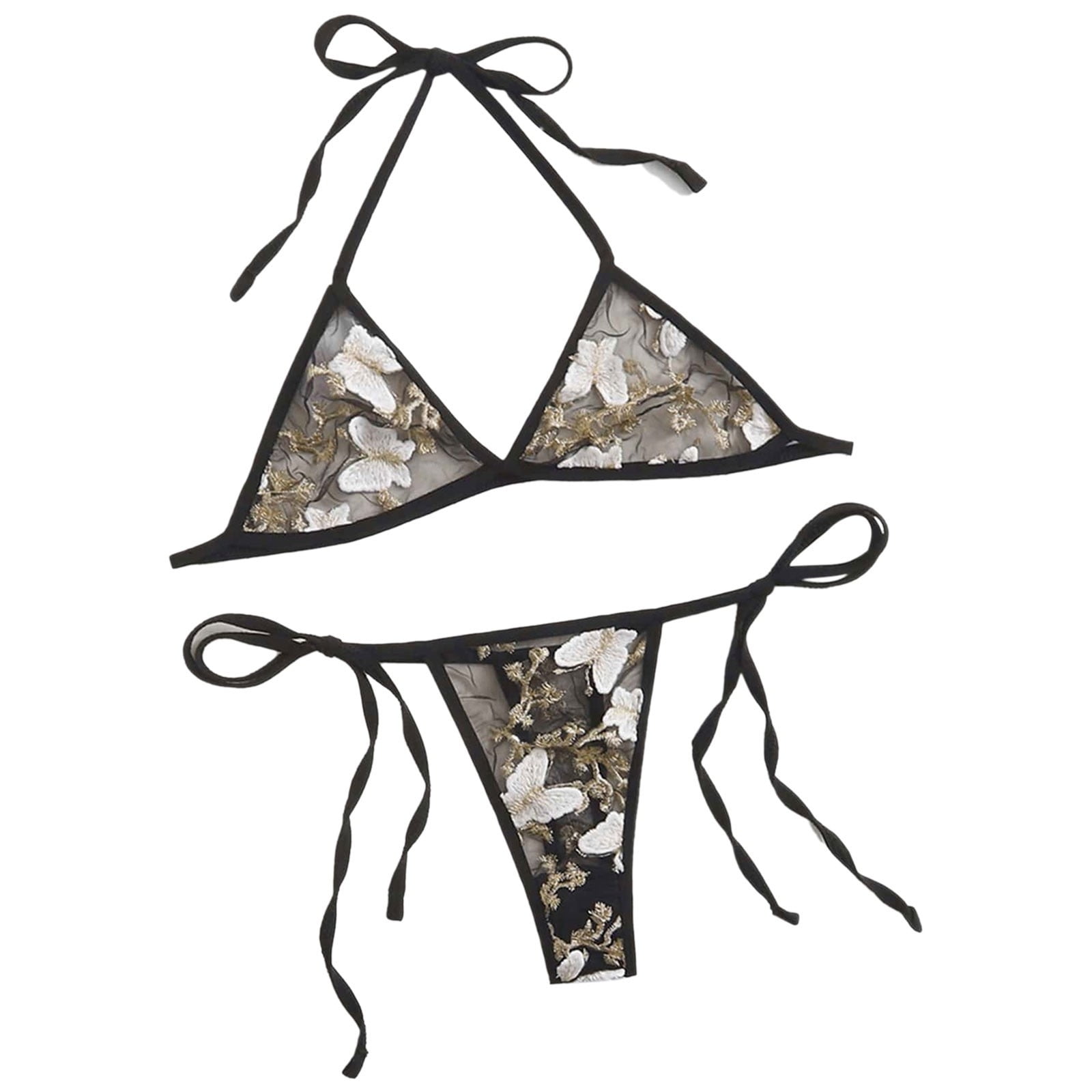 XZHGS Lingerie 2 Piece Set Red underwear Three Point Bra T Pants Three