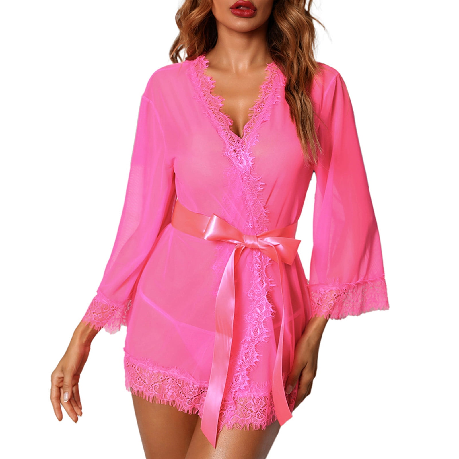 XZHGS Lingerie Set See Through Women Fashion Print Mesh Lingerie Lace