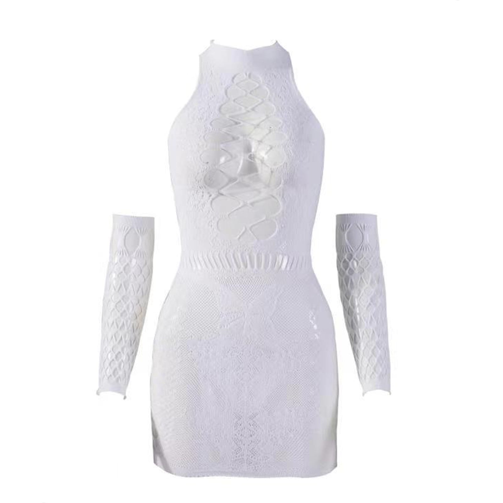 XZHGS White Lingerie Bodysuit Set Glow in the Dark Stockings