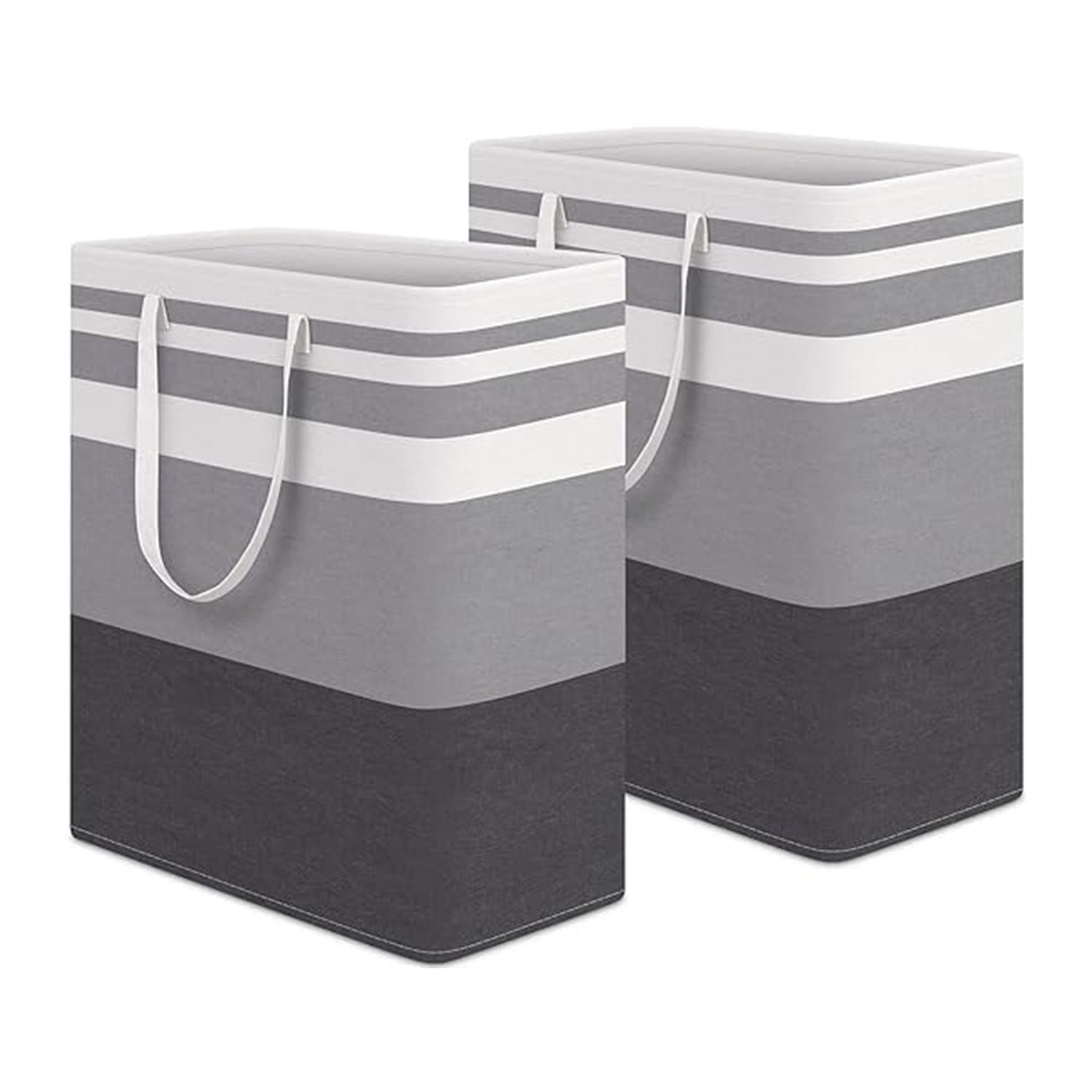 XZKING 2 Pack Large Laundry Basket Freestanding Waterproof Laundry Hamper Collapsible Tall Clothes Hamper with Extended Handles for Clothes Toys in the Dorm and Family-(Gradient Grey, 100L)