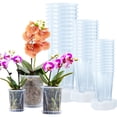 thumbnail image 1 of XZKING 4"/5.6"/6.4" Clear Nursery Pots Thicken Plastic Plant Pots for Orchid with Drainage Holes, Trays. Orchids Planter (5PACK), 1 of 8