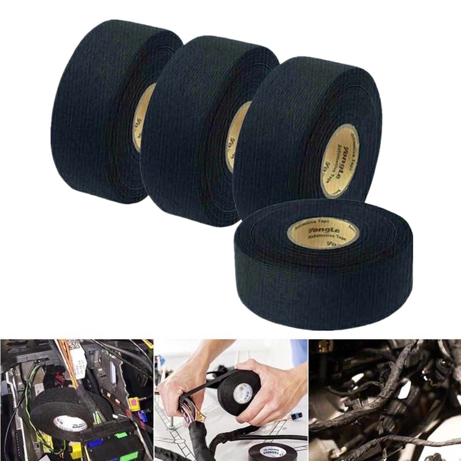 XZKING 4Rolls 82ft Car Multipurpose Tape Self Adhesive Anti Squeak Rattle Felt Automotive Wiring