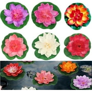 XZKING Artificial Floating Foam Lotus Flower with Water Lily Pad for Home Garden Pond Decor,12Pcs