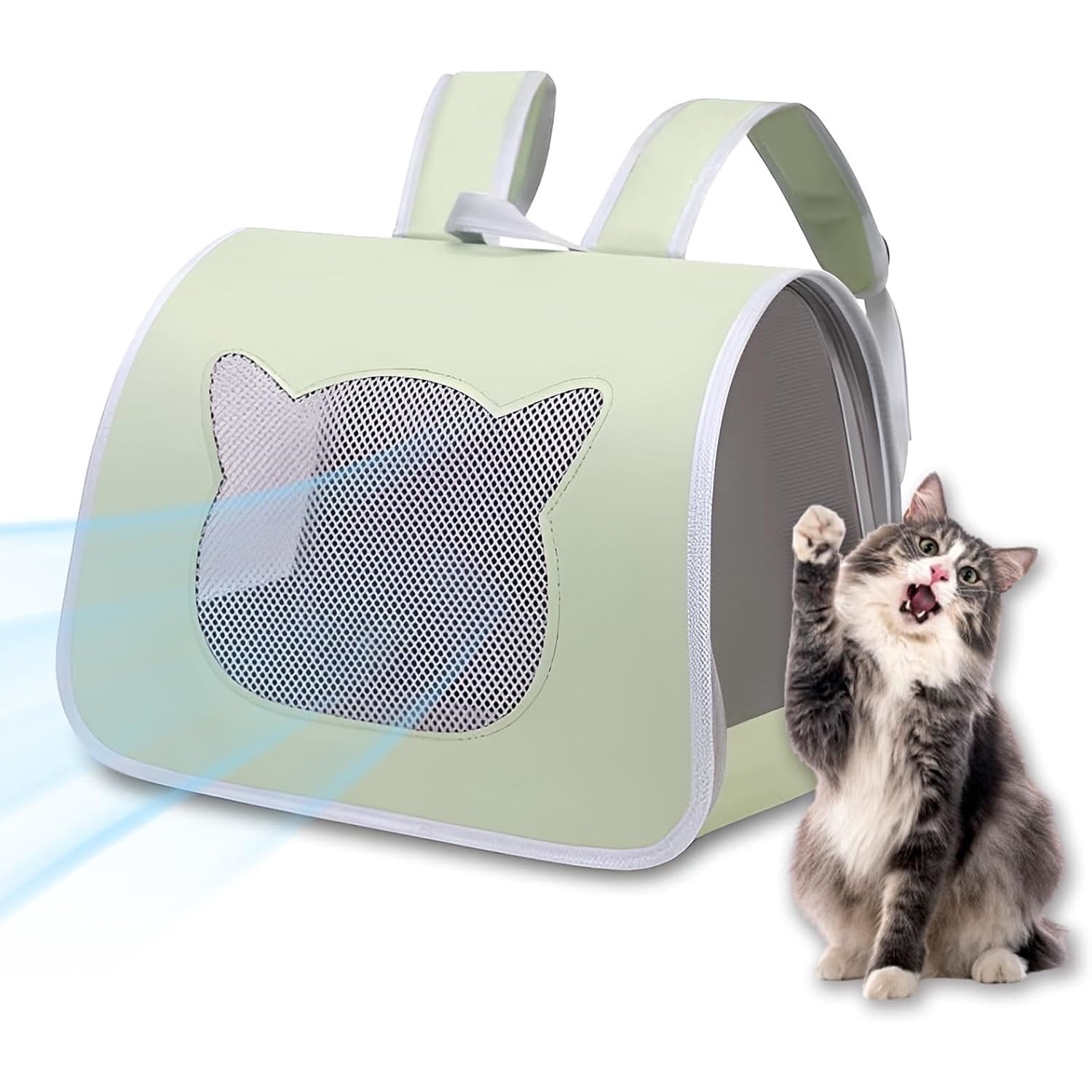 XZKING ​Cat Backpack Carrier, Small Dog Traveler Carrier Backpack for Medium Large Cats, Foldable Ventilated Backpack with Thick Shoulder Strap, Airline Approved, Hiking (12lb) Green