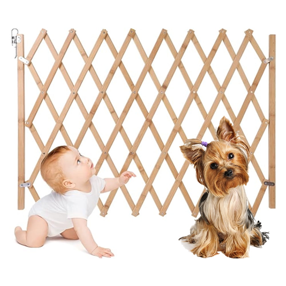 "XZKING Adjustable Bamboo Dog Gate, Expandable 10""42"" W, 29.5"" H