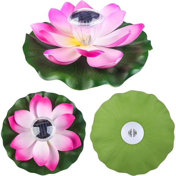 XZKING Floating Solar Pond Light Lotus  Flower Solar Pool Lights Garden Decor,Pink,2PCS