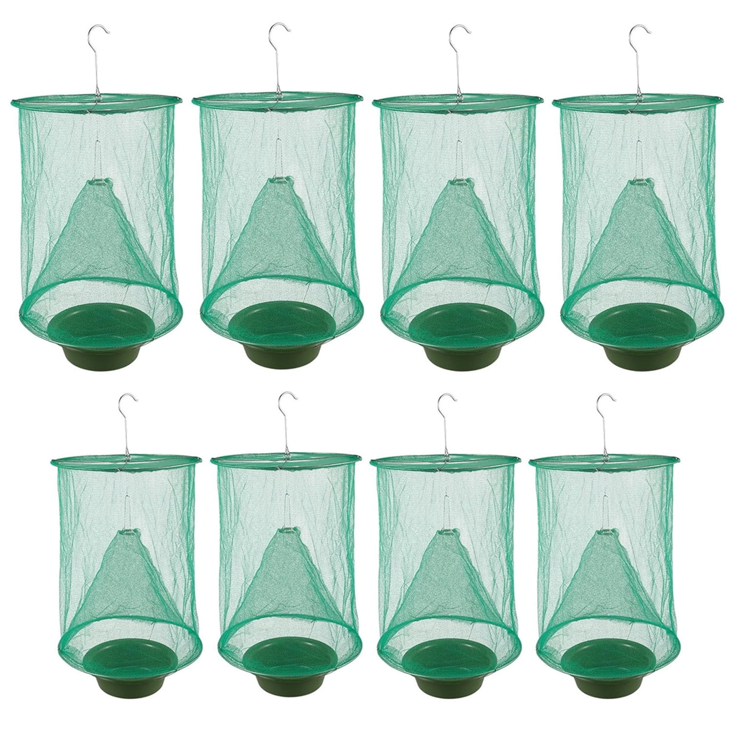 XZKING Fly Traps with Bait-Tray, Reusable Catcher Cage, Outdoor Indoor Hanging, for Farms,Park, Restaurants, 8-Pack