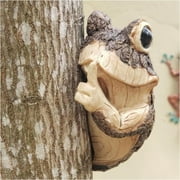 XZKING Frog Tree Hugger Keep Quiet Frog Tree Peeker Garden Tree Sculptures Outdoor Tree Face