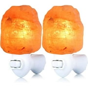 XZKING Himalayan Natural Salt Lamp Night Light Plug in, 360 Degree Rotatable Wall Plug with 2 Bulbs for Bathroom Bedroom,2 Pack