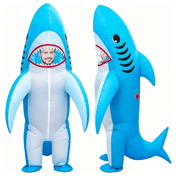 XZKING Inflatable Shark Costume for Adults, BlowUp Full Body Suit for Halloween Cosplay Themed Party DressUp
