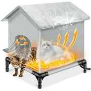 XZKING Insulated Heated Cat House for Outside Winter, Outdoor Indoor Cat Shelter with Heater Pad , Kitty Weatherproof Cat House, Insulated Cat House