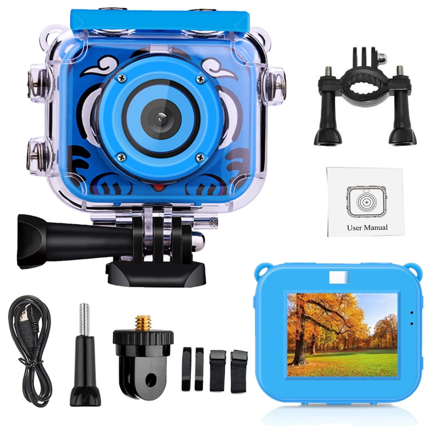 XZKING Kids Camera Waterproof Camcorder, 1080P HD Action